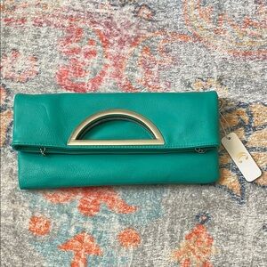 Charming Charlie Teal Foldover Clutch with Silver Accent Handle NWT